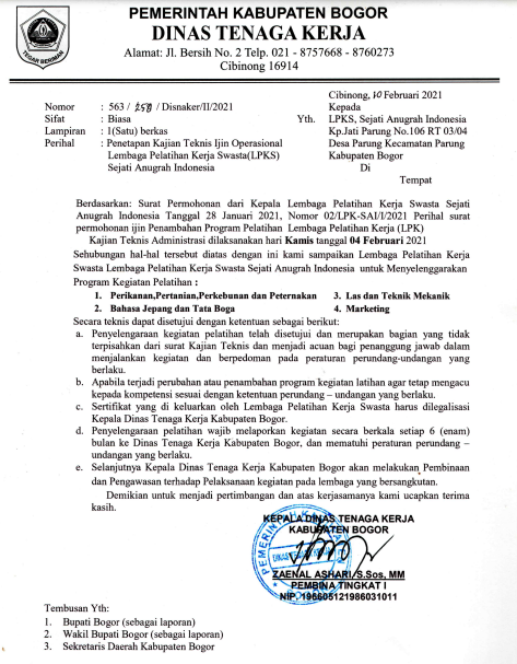 SK IJIN OPERASIONAL LPKS SAI